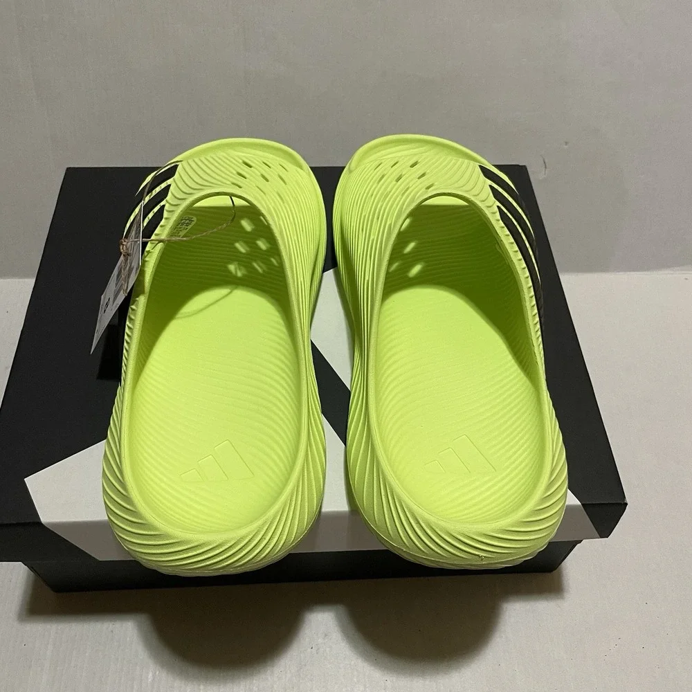 Adidas Pure Chill Slides Mens Size 8 Neon Lime Green Slip On Sandals KH6736 NEW